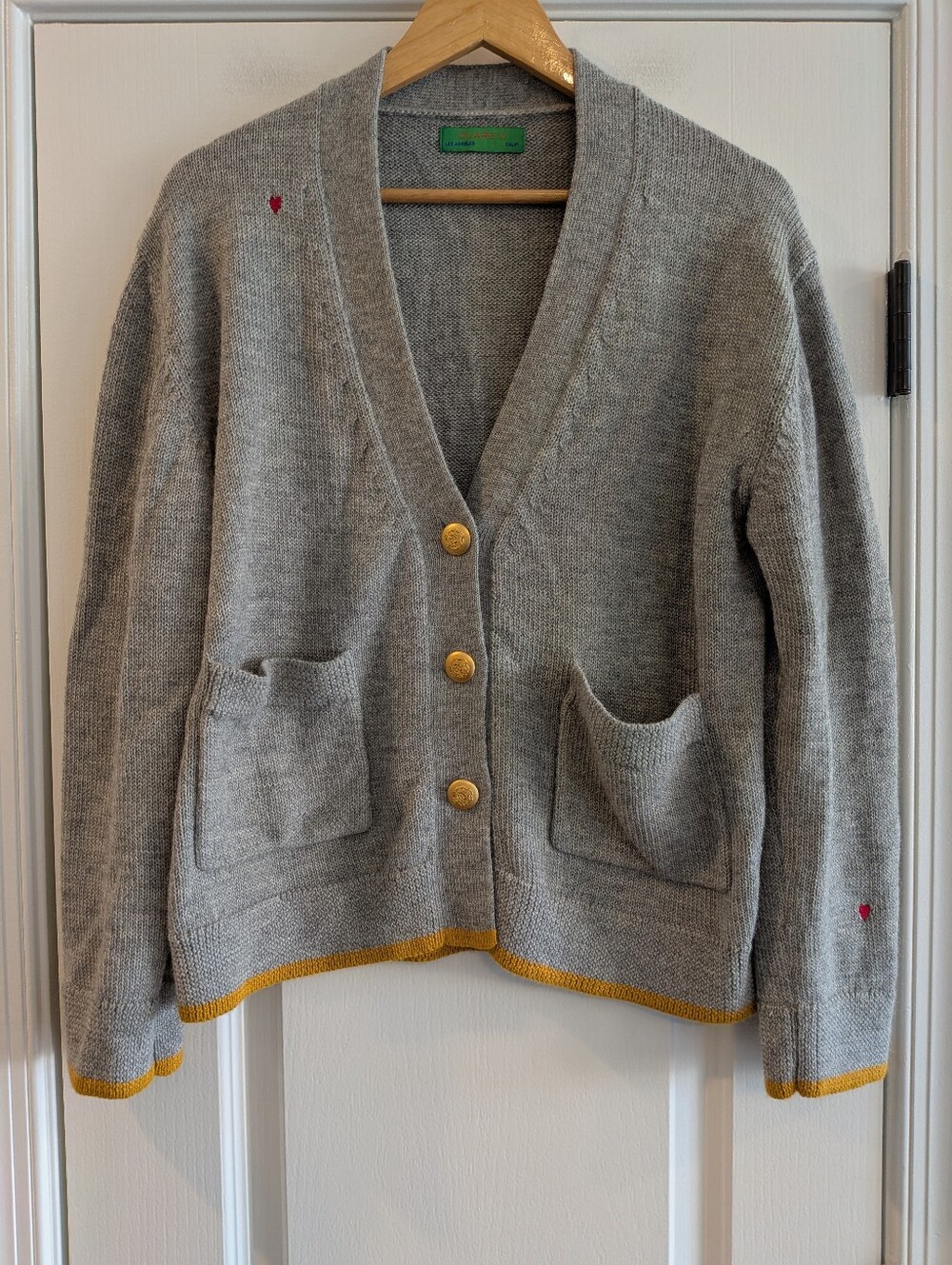 Clare V Oscar Cardigan Baby Alpaca Knit Sweater Gray Preppy Classic Size XS/S - Picture 2 of 14